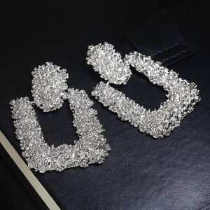 Silver Drop Geometrical Earrings